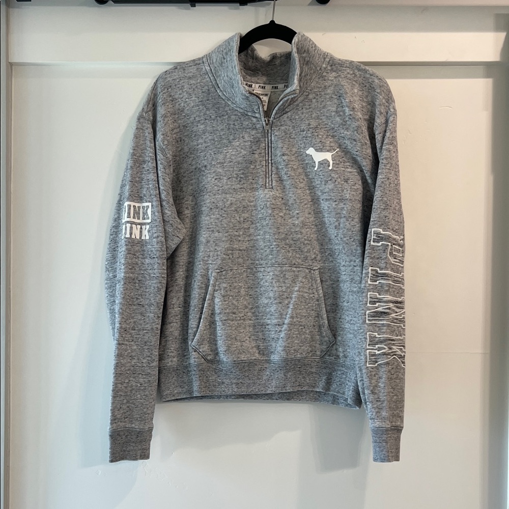 PINK Victoria's Secret Heather Gray Zip-Up Sweater